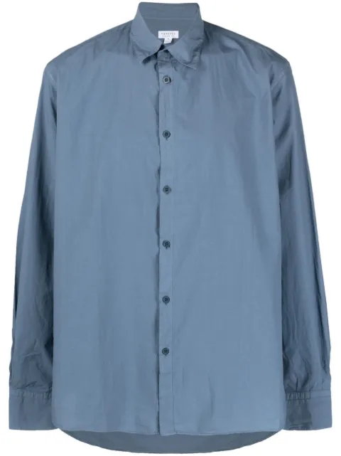 Sunspel plain cotton shirt Blue MSHT2059