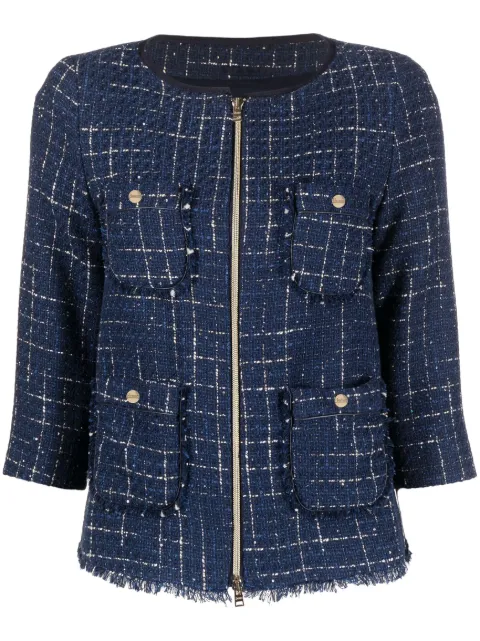 Herno zip-up tweed jacket Blue GA000236D13162