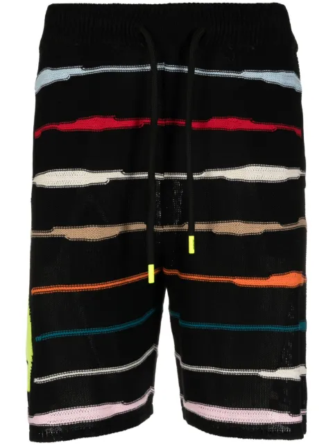 BARROW intarsia-knit logo striped shorts Black 033955