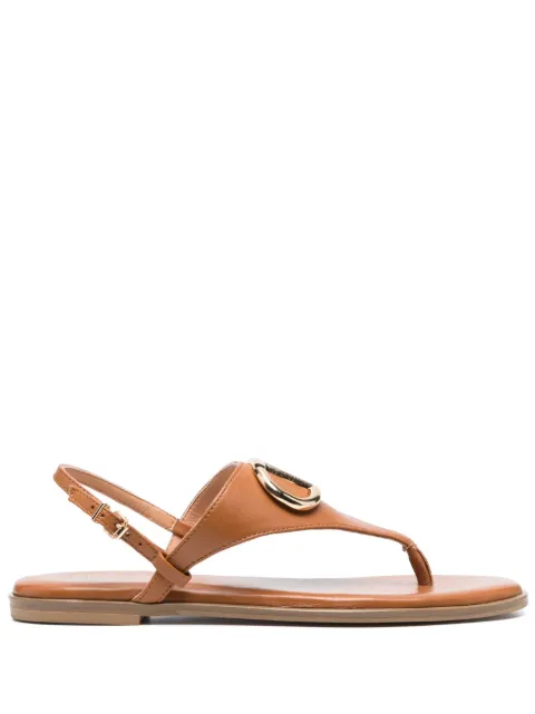 TWINSET logo-engraved leather sandals Brown 231TCP12A