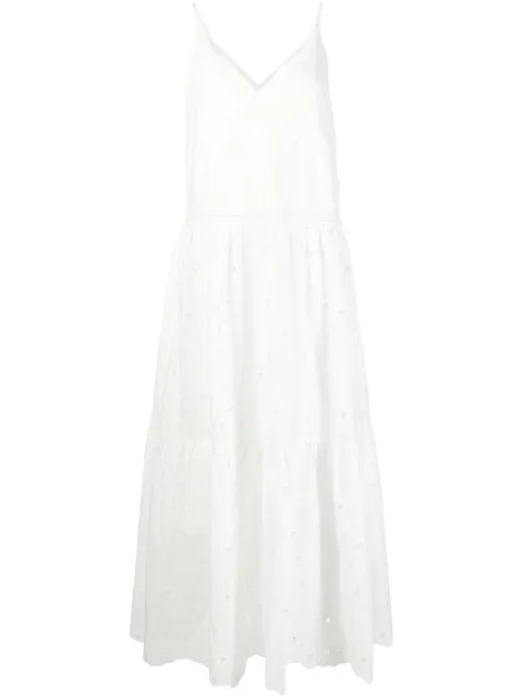 IVY OAK pointelle V-neck flared dress White IO1123S7538