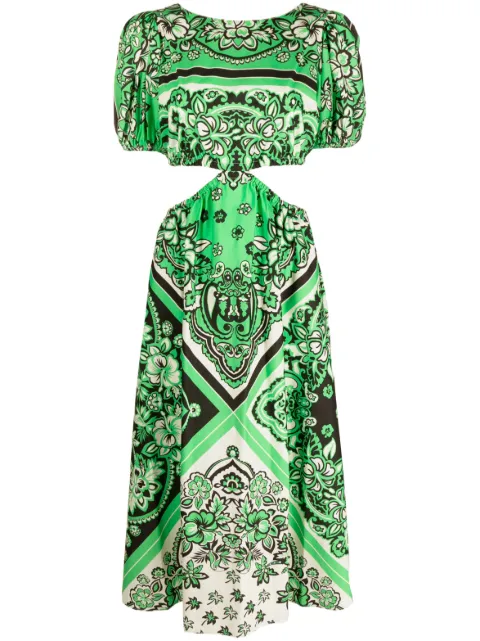 RED Valentino bandana-print cotton midi dress Green 2R0VAHK0