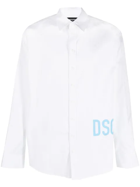 DSQUARED2 logo-print cotton shirt White S71DM0633S44131