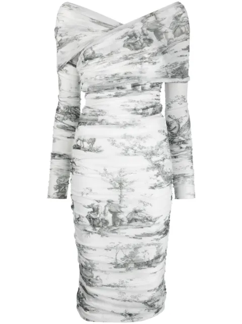Philosophy Di Lorenzo Serafini side gathered-detail midi dress White V04662157