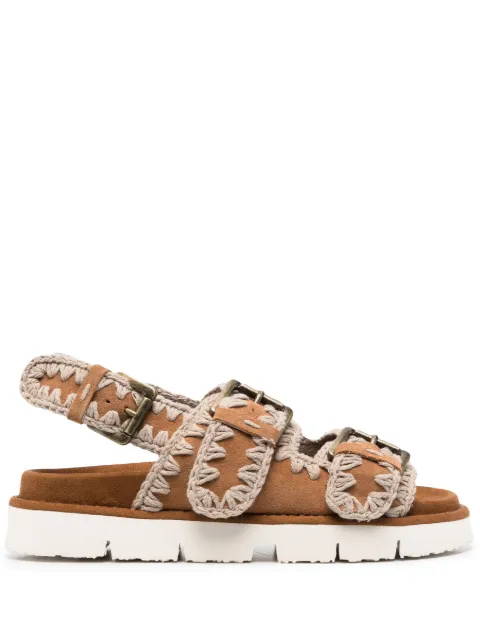 Mou Bio crochet-stitch sandals Brown MUSW461003A