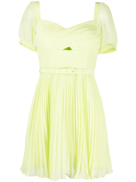 Self-Portrait pleated chiffon minidress Green SS23005SBG