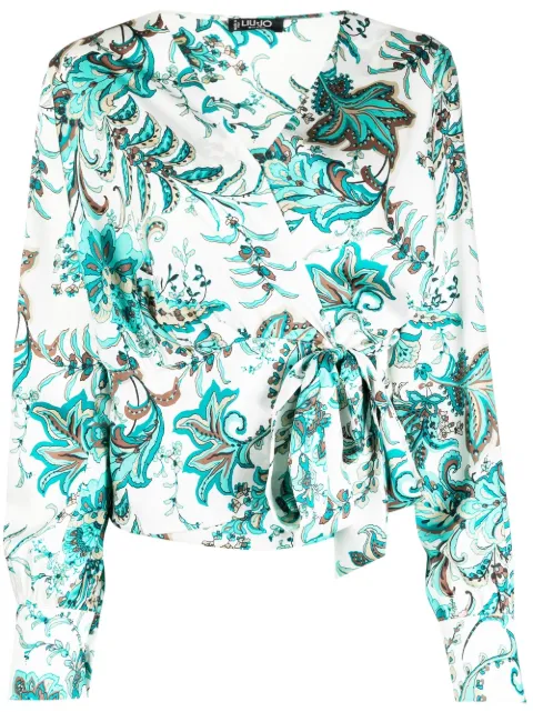 LIU JO paisley-print wrap blouse Green CA3387TS017