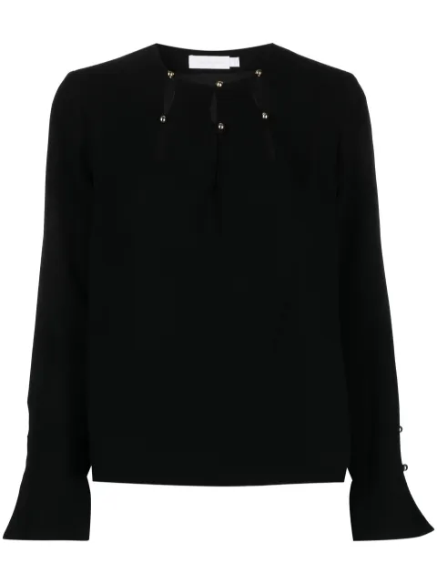 SIMKHAI Sharon long-sleeve crepe blouse Black 1232070P
