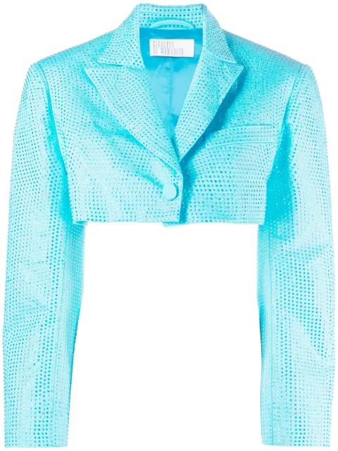 Giuseppe Di Morabito crystal-embellished cropped jacket Blue SS23052JAC237
