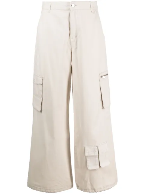 Gestuz multiple-pockets wide leg trousers Neutrals 10907045