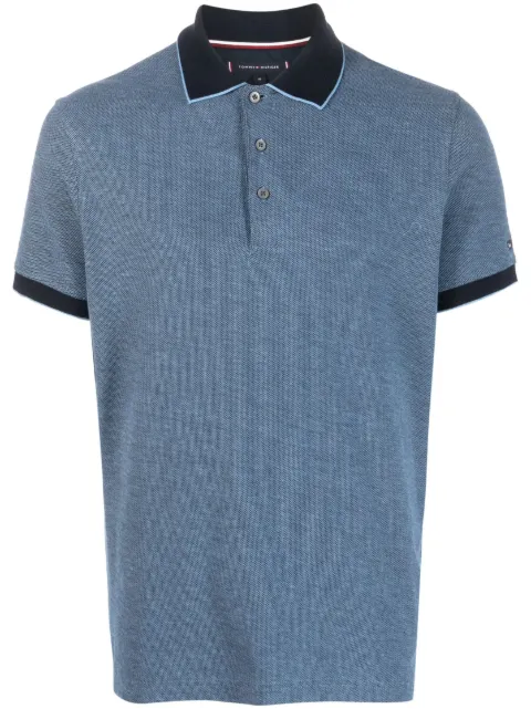 Tommy Hilfiger logo-patch cotton polo shirt Blue MW0MW30763DW5