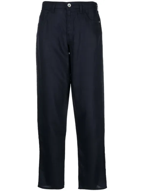 Emporio Armani straight-leg linen trousers Blue 3R2J902N0ZZ