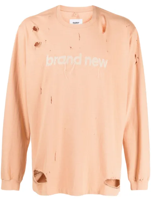 Doublet logo-print ripped-detail sweatshirt Brown 23SS21CS260