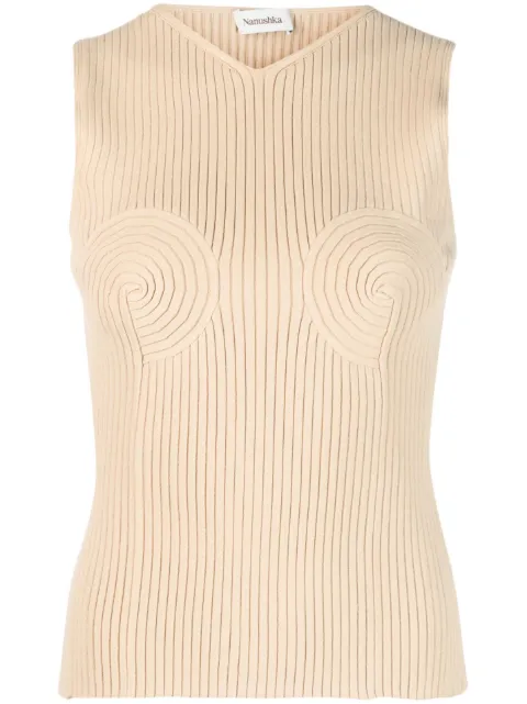 Nanushka shaped-bustier knitted top Brown NW23RSTP00673