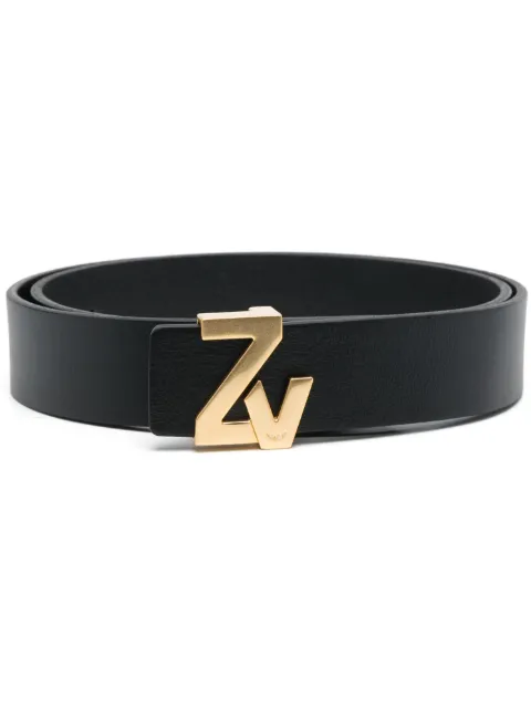 Zadig&Voltaire logo-plaque leather belt Black LWBT00003