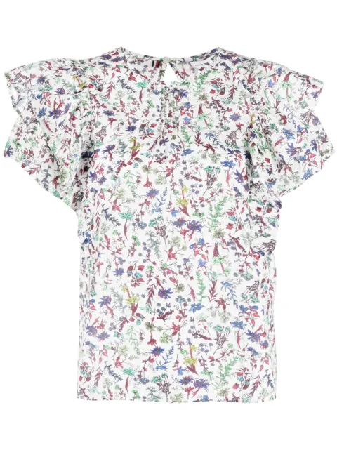 Tommy Hilfiger floral-print cotton-blend blouse White WW0WW386890K4