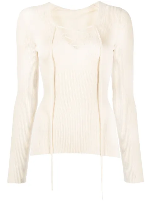 Petar Petrov tie-front long-sleeve top Neutrals S23K16