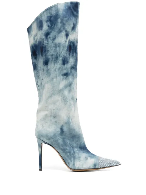 Alexandre Vauthier 105mm snow-printed denim boots Blue AVI2812009