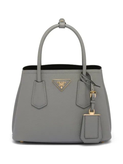 Prada Double small Saffiano leather tote bag Grey 1BG443VXOO2A4A