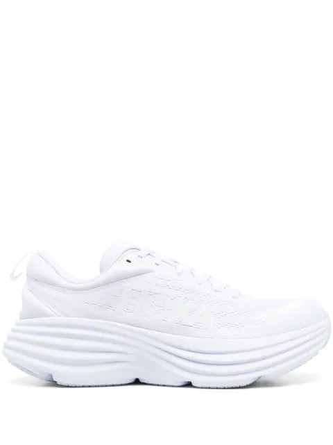 HOKA Bondi 8 logo-print lace-up sneakers White HK1123202