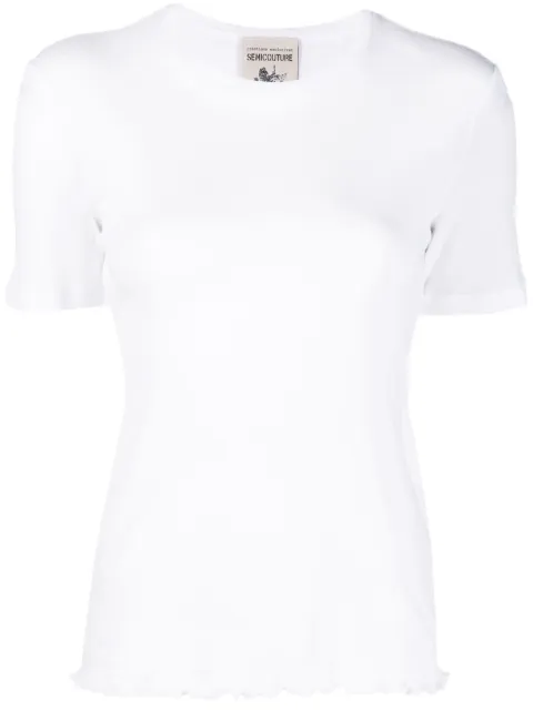 Semicouture lettuce-hem short-sleeve T-shirt White S3SJ53