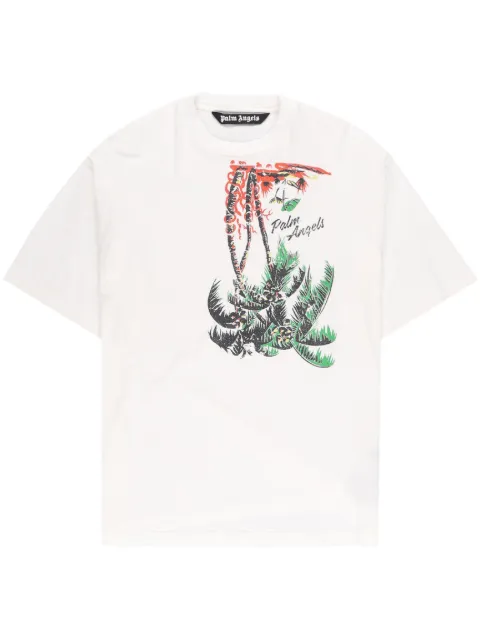 Palm Angels Upside Down Palm-print T-shirt White PMAA066S23JER0030155