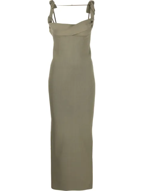 Jacquemus La robe maille Alca square-neck dress Green 231KN1452302