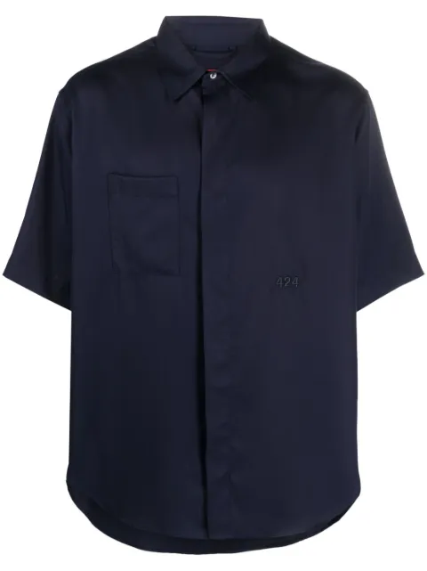 424 logo-embroidered short-sleeve shirt Blue 34424E02R236007