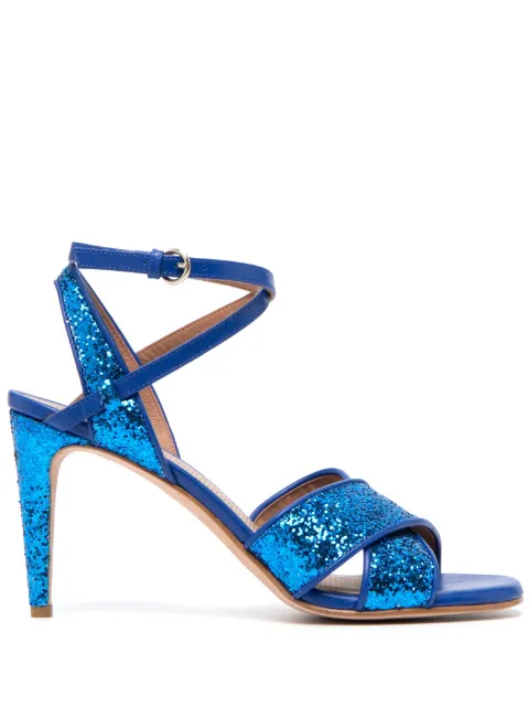 RED(V) 95mm crossover-strap leather sandals Blue QS0H80JPE