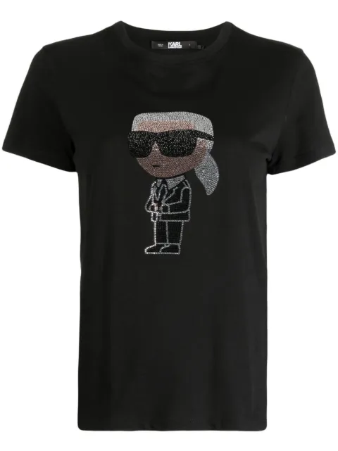 Karl Lagerfeld Ikon rhinestone-embellished T-shirt Black 230W1770999