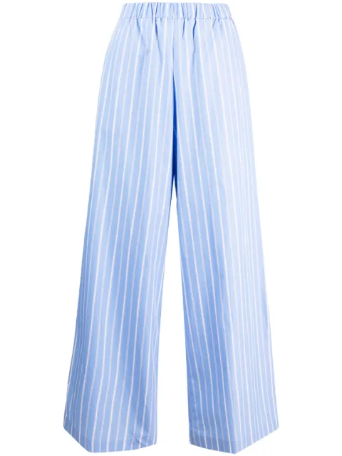 WOERA striped palazzo pants Blue N1025