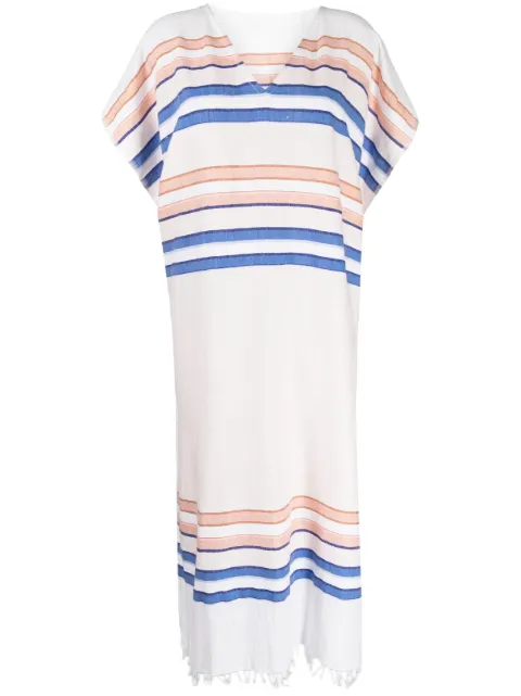 lemlem horizontal-stripe print kaftan dress White RW2339C1