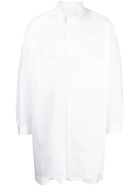 Yohji Yamamoto panelled slim-cut cotton shirt White HZB41012