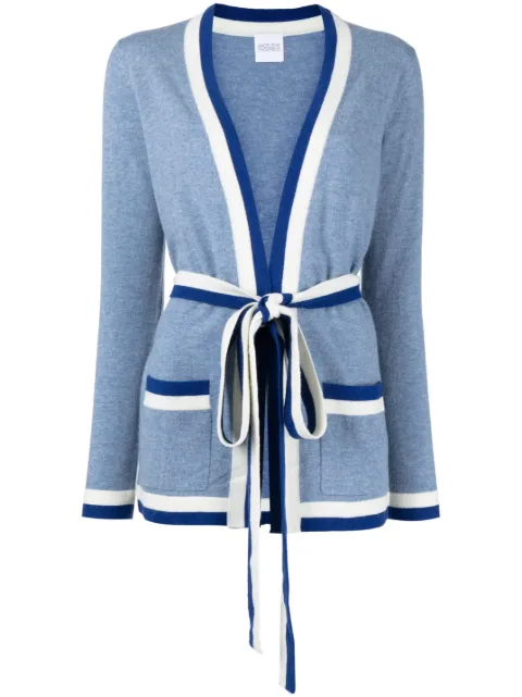 Madeleine Thompson belt-waist knitted cardigan Blue RE23C03