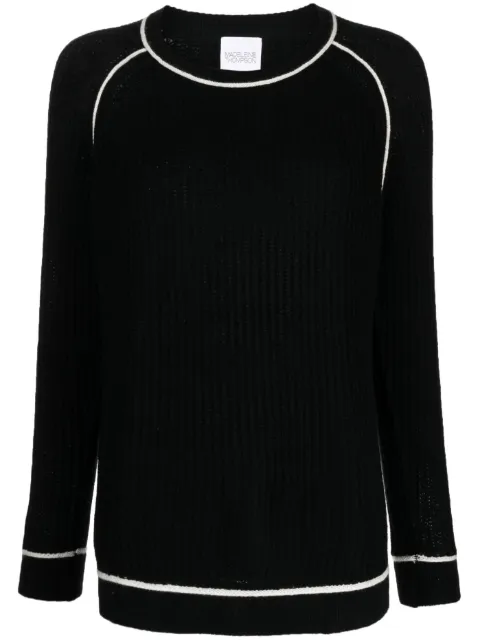 Madeleine Thompson contrasting-edge knitted jumper Black RE23T26