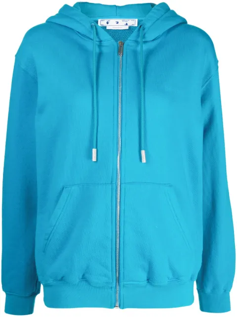 Off-White Diag-print zip-front hoodie Blue OWBE005S23JER0014949