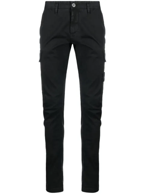 Stone Island stretch-cotton tapered-leg trousers Black L1S153100052S0004