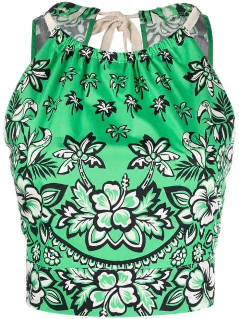RED Valentino floral-print cropped top Green RAED906SM