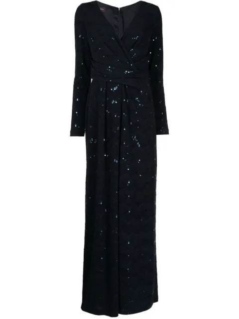 Talbot Runhof sequin-embellished draped jumpsuit Blue IJ026604HO25