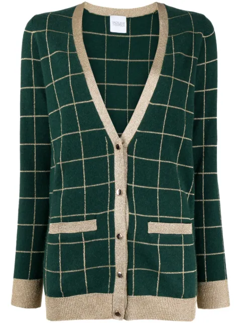Madeleine Thompson check-pattern V-neck cardigan Green RE23C10