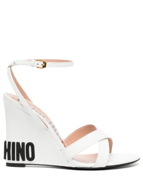 Moschino logo 90mm wedge-heel sandals White MA1610AE1GMF0