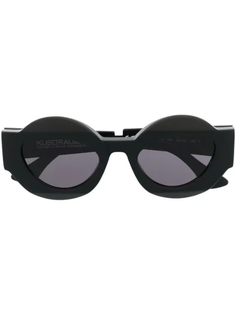 Kuboraum round-frame tinted sunglasses Black X22