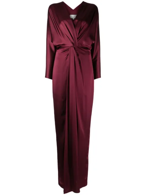 Michelle Mason twist-detail silk gown Purple M9347