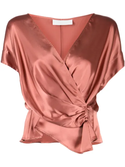 Michelle Mason open-neck top Brown M2937