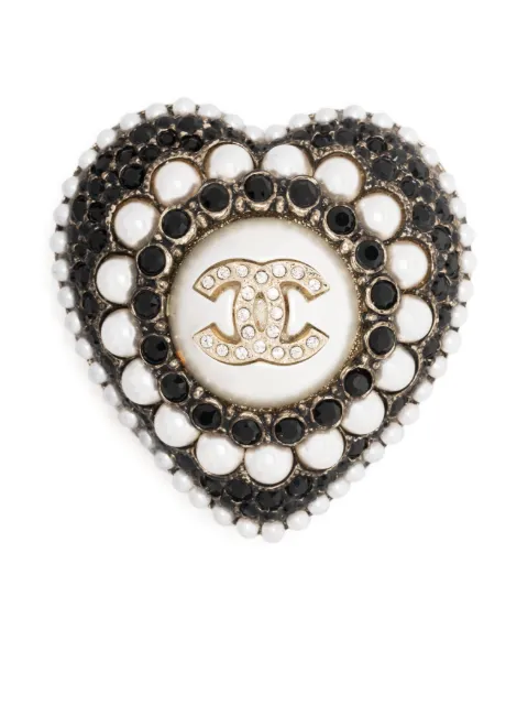 CHANEL Pre-Owned 2000s CC pearl-embellished brooch Black 1501050