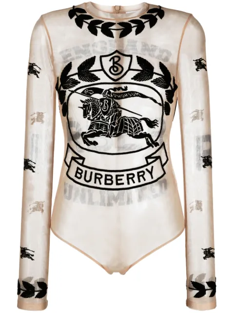Burberry EKD embroidered stretch tulle bodysuit Neutrals 8062190