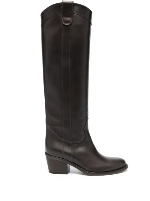Via Roma 15 leather knee-high cowboy boots Brown 3763