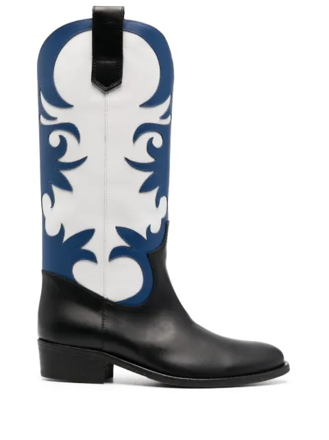 Via Roma 15 two-tone leather cowboy boots Black 3941
