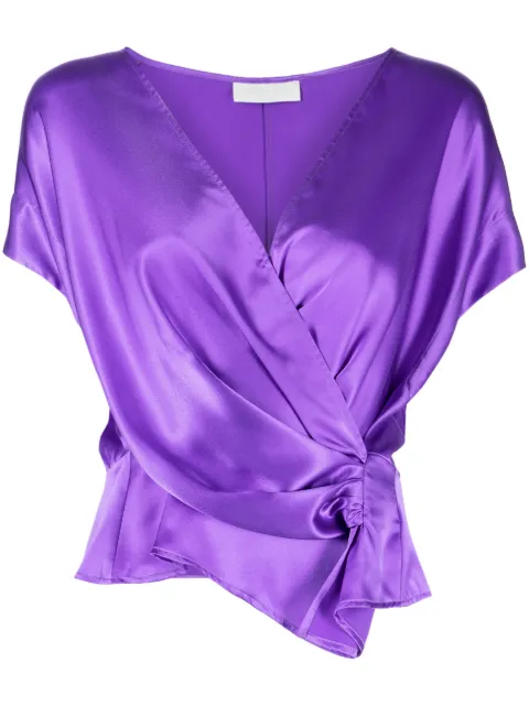 Michelle Mason open-neck top Purple M2937