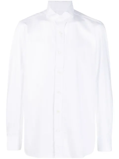 Luigi Borrelli spread collar cotton shirt White PS10007